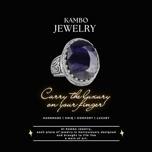 KAMBO Handmade 925 Sterling Silver Men's Blue Sapphire Ring - Minimalist Loyalty and Wisdom Design - Natural Stone Vinta