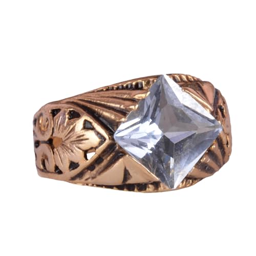 KAMBO Handmade 925 Sterling Silver Ring with Created Aquamarine Stone, Modern Unisex Design, Gold Plated, Elegant Statem