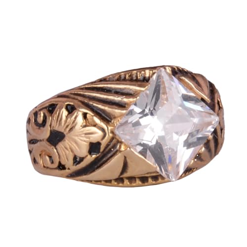 KAMBO Handmade 925 Sterling Silver Ring with Created Crystal Stone, Gold Plated Modern Unisex Statement Jewelry, Elegant