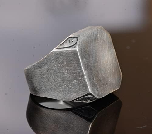 KAMBO Handmade Men's Vintage 925 Sterling Silver Statement Ring - Classic Adjustable Band, Timeless Design, No Gemstone,