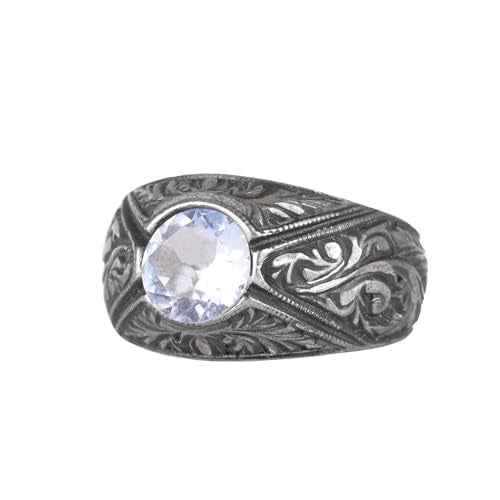 Real Natural Blue Topaz Gemstone Ring - Sterling Silver Unisex Ring