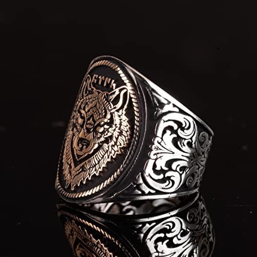 KAMBO 925K Sterling Silver Wolf Ring - Men's Ring with Striking Wolf Head Design for Bold Style and Symbolic Power
