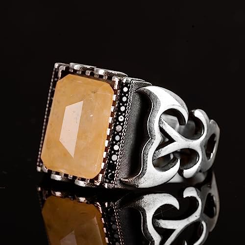 Natural Yellow Sapphire Stone Men's Ring — 4