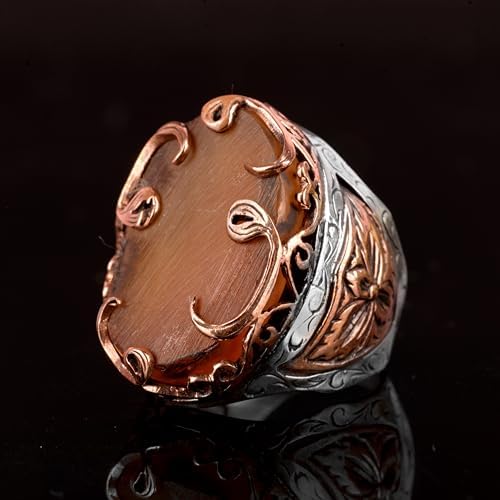 Natural Amber Stone Ring, 925 Sterling Silver Ring (Model-2) — 5
