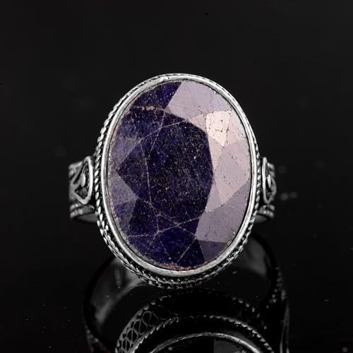 Natural Blue Sapphire Stone Ring, 925 Sterling Silver Ring — 2