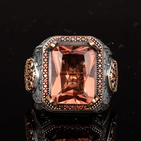 925 Sterling Silver Ring, Men's Ring with Synthetic Sunstone — 3