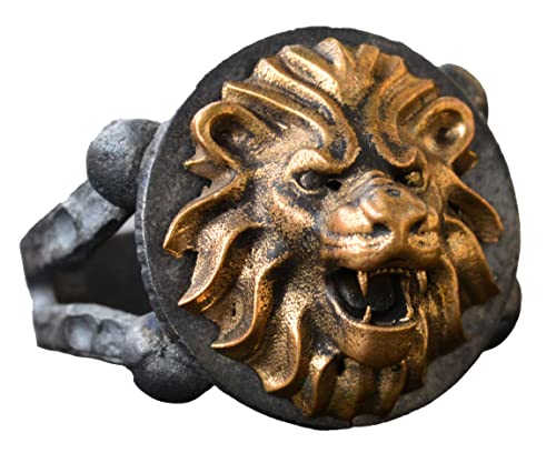 Lion Bronze Piece Men's Statement Ring, Sterling Silver Ring For Men, Handmade Ring