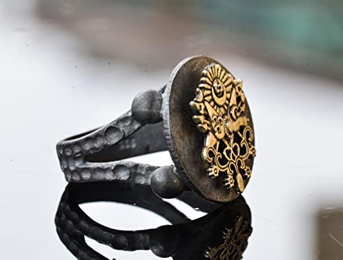 Ottoman Empire Signet Bronze Piece, Signet Ring, Men's Sterling Silver Ring