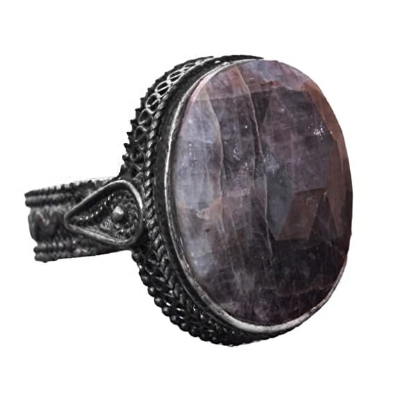 Kambo Handmade Minimalist Ring with Natural Sapphire Gemstone, Silver Men's Ring - Perfect for Mature Individuals, Symbol of Wisdom