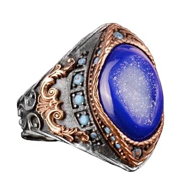 Natural Druzy Crystal Quartz Stone Ring - Vintage 925 Sterling Silver Ring