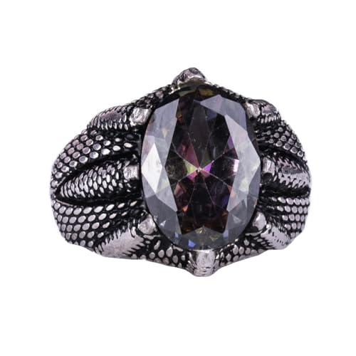 KAMBO Sterling Silver Claw Ring with Created Mystic Topaz – Handmade 925 Sterling Silver Ring for Sagittarius Balance an