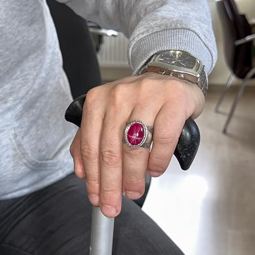 Natural Star Ruby Stone Ring | 925 Sterling Silver | Unique Design — 6