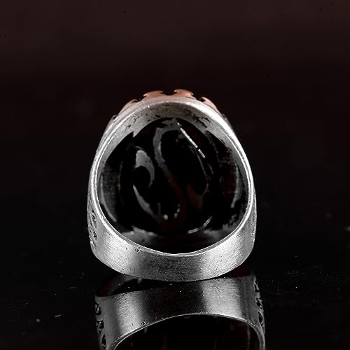 Falcon Jewelry Handmade 925 Sterling Silver Men’s Ring with Natural Ruby Gemstone, Art Deco Falcon Design, Vintage State
