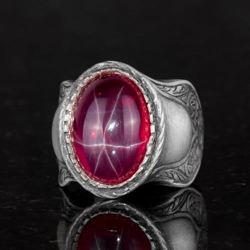 Natural Star Ruby Stone Ring | 925 Sterling Silver | Unique Design — 4
