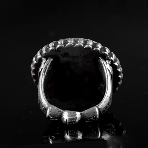 KAMBO Real Natural Agate Gemstone Ring, Handmade 925 Sterling Silver Ring, Islamic Accessories, Islamic Mens Jewelry, Oc