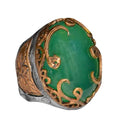 Handmade Silver Men's Ring | Natural Green Jade Stone | Harmony and Peace Design