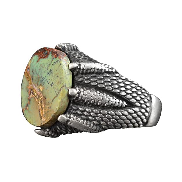 Natural Arizona Turquoise Stone Claw Ring - 925 Sterling Silver — 6