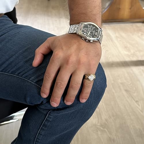 KAMBO Handmade 925 Sterling Silver Ring with Created Crystal Stone, Gold Plated Modern Unisex Statement Jewelry, Elegant