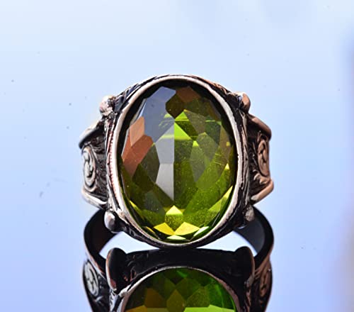 Custom Ring, Peridot Stone Men's Ring, Sterling Silver Ring, Birthstone Ring, Gifts For Him