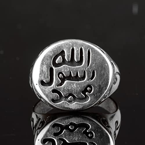 KAMBO Handmade 925 Sterling Silver Islamic Men's Ring, Unique Vintage Statement Design, Artisan Crafted Sterling Silver 