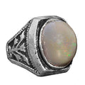 925 Sterling Silver Men's Ring, Natural Australian Opal, Vintage Design
