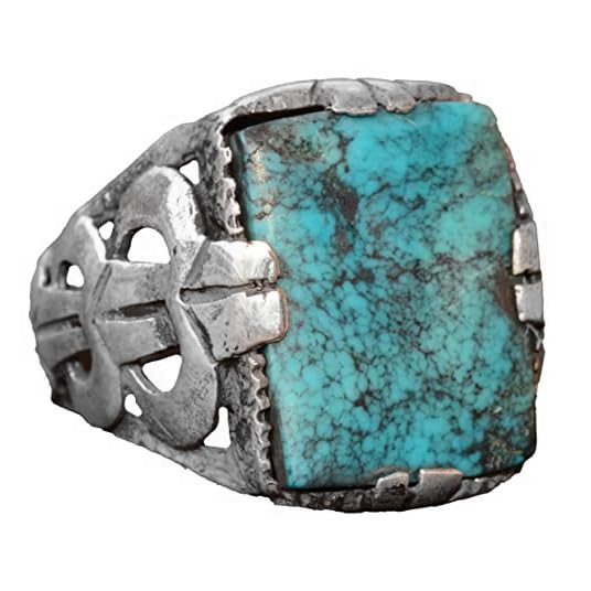 KAMBO Handmade Natural Turquoise Men's 925 Sterling Silver Ring, Vintage Gemstone Statement Design, Solid Silver Band, G