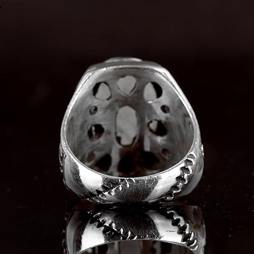 Falcon Jewelry Men's sterling silver ring, natural rainbow moonstone gemstone (Adjustable), White