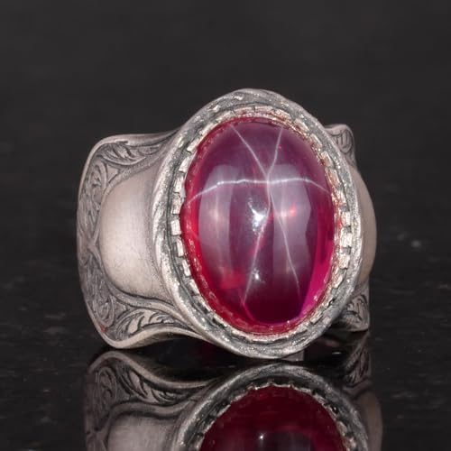 Natural Star Ruby Stone Ring | 925 Sterling Silver | Unique Design — 3