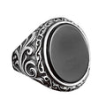 925 Sterling Silver Men's Ring with Natural Black Onyx Stone