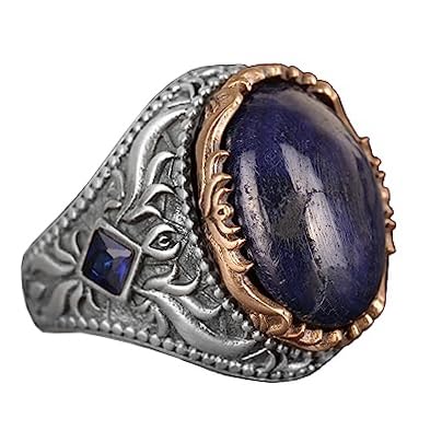 Handmade Silver Men's Ring | Natural Cabochon Sapphire Stone