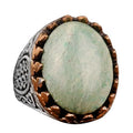 Natural Amazonite Ring, Silver Amazonite Ring, 925 Sterling Silver Men's Ring, Large Ring