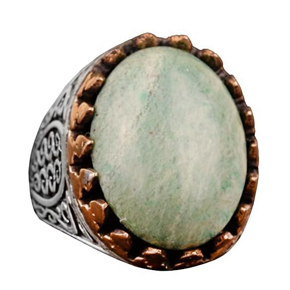 Natural Amazonite Ring, Silver Amazonite Ring, 925 Sterling Silver Men's Ring, Large Ring