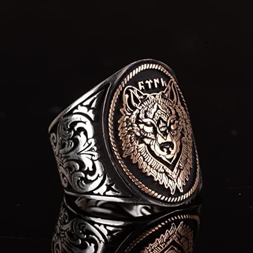 KAMBO 925K Sterling Silver Wolf Ring - Men's Ring with Striking Wolf Head Design for Bold Style and Symbolic Power