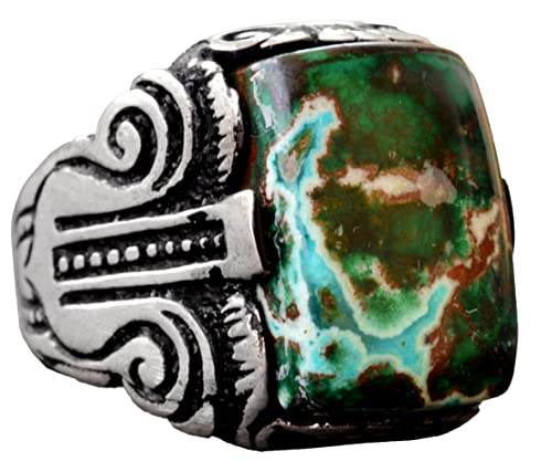 Real Natural Arizona Turquoise Gemstone Ring, 18.30 Carat, Sterling Silver Ring For Men, Stacking Ring Gemstone