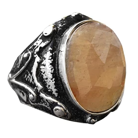 KAMBO Handmade 925 Sterling Silver Men's Yellow Sapphire Gemstone Ring, Vintage Statement Design, Solid Sterling Silver 