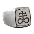 KAMBO Handmade Men's Lucifer Sigil Ring in 925 Sterling Silver - Minimalist Satanic Leviathan Cross Signet, Bold Adjusta