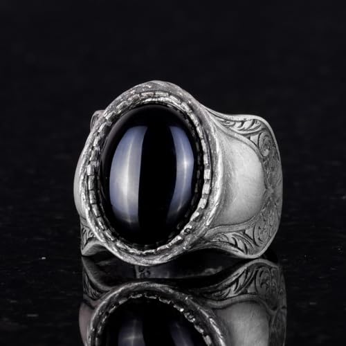 KAMBO Natural Gemstone Ring for Men, 925 Solid Sterling Silver, Unique Design, Size Available
