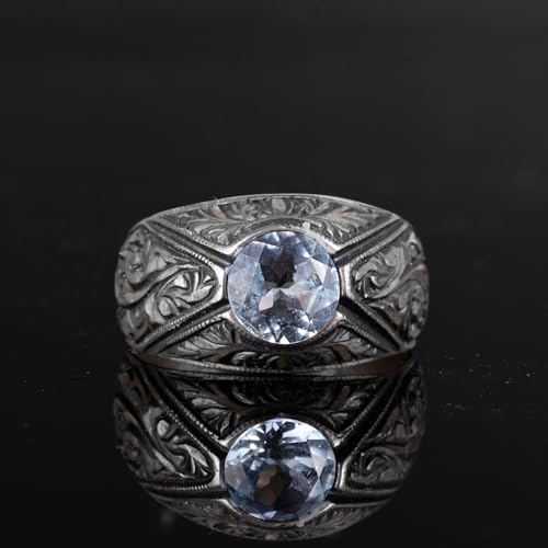 Real Natural Blue Topaz Gemstone Ring - Sterling Silver Unisex Ring