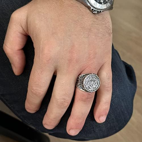 KAMBO Handmade Men's Vintage Star of David Ring in 925 Sterling Silver - Timeless Jewish Symbol Statement Jewelry, Size 