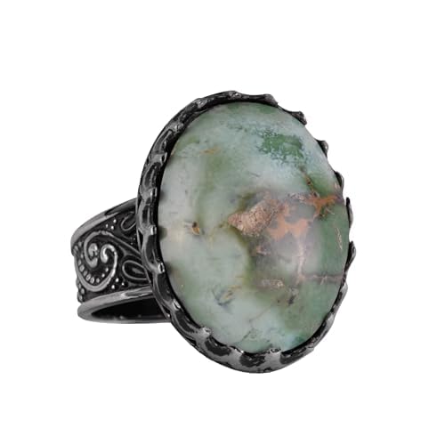 Natural Turquoise Men's Ring - Handmade 925 Sterling Silver Jewelry