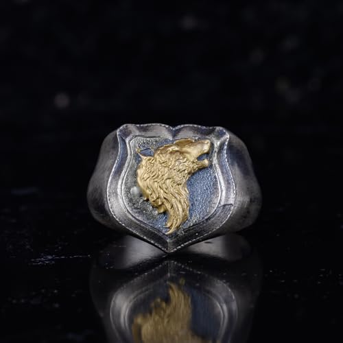 KAMBO 925 Sterling Silver Wolf Head Ring – Handmade Gothic Animal Symbol Ring for Men – Bold Statement Jewelry Design fo