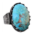 Kambo Natural Turquoise Gemstone Ring - Large Men's Ring - 925 Sterling Silver Unique Ring (Style-1) (Style-2)