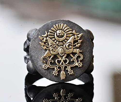 Ottoman Empire Signet Bronze Piece, Signet Ring, Men's Sterling Silver Ring
