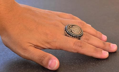 KAMBO Sterling Silver Ring, Ayetel Kursi Arabic Evil Eye Verse Engraved, 925 Sterling Silver, Islamic Design, Customize 
