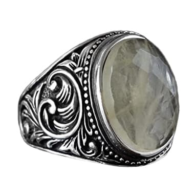 Natural Stone Ring, 925 Sterling Silver Ring (Lemon Quartz)