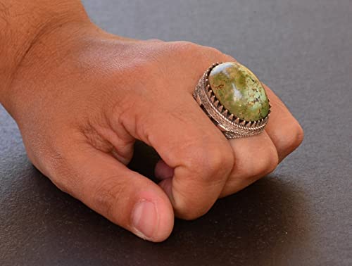 Natural Arizona Turquoise Stone Ring, Ottoman Seal Ring, 925 Sterling Silver Ring — 7