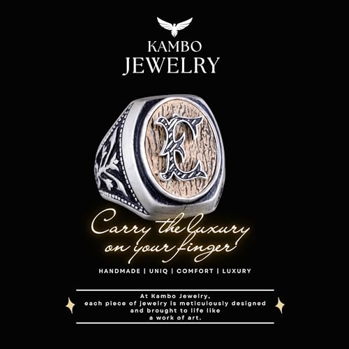 KAMBO Personalized Monogram Ring Handmade 925 Sterling Silver Men's Modern Statement Band Custom Engraved Jewelry Gift f