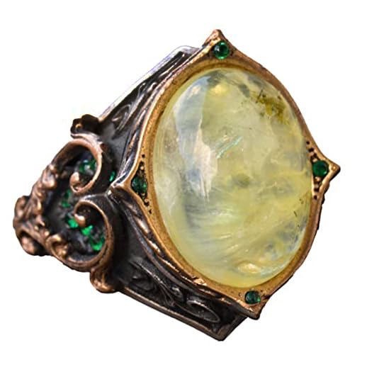 925 Sterling Silver Men's Ring with Natural Prehnite Stone, Ottoman Style Ring, Green Prehnite Stone — 5