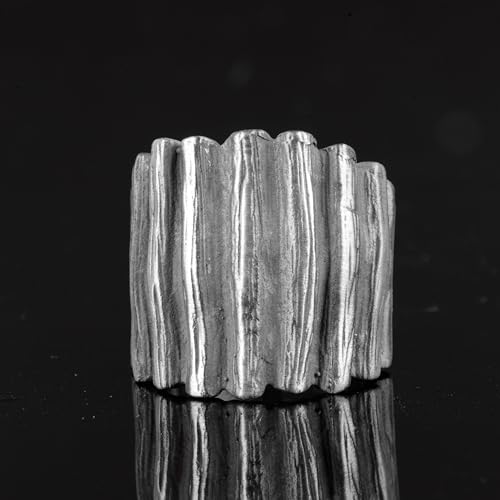 Falcon Jewelry KAMBO Handmade 925 Sterling Silver Men’s Ring, Ottoman Byzantine Pattern with Multi-Layer Line Pen Craft,