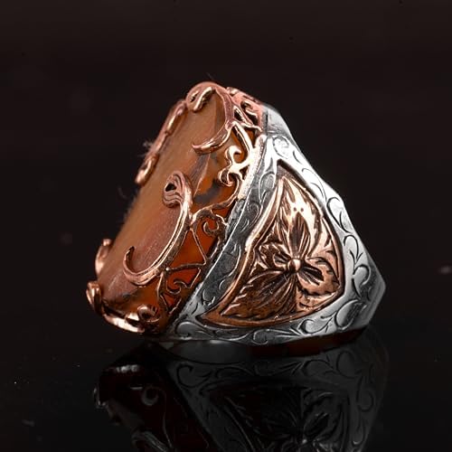 Natural Amber Stone Ring, 925 Sterling Silver Ring (Model-2) — 2